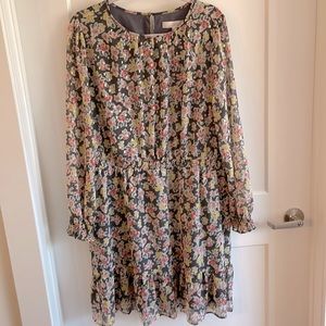 Loft XXL Grey Flower Cinch Waist Dress